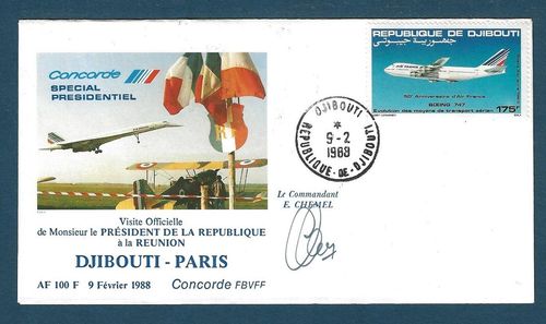 Enveloppe DJIBOUTI PARIS d'AIR FRANCE BOEING 747 Transport