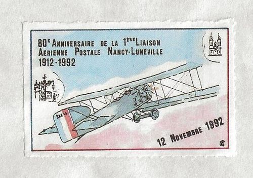 Lettre Aérienne 1ère Liaison Aérienne Postale Nancy Lunéville 1992