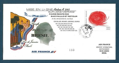 Lettre Poste Aérienne AIR FRANCE Airbus A340 Ligne Mermoz