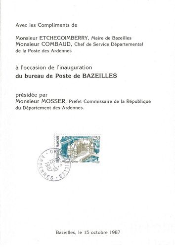 Document Château Inauguration bureau Poste de Bazeilles