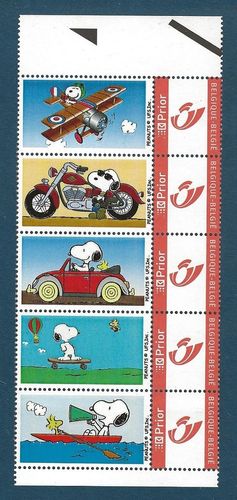 Belgique timbres transport bande cinq timbres avec vignettes