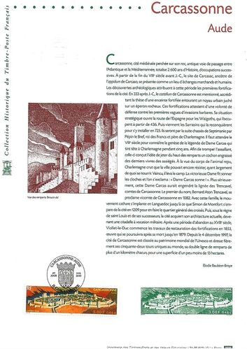 Document philatélique 2000 rare Carcassonne perchée