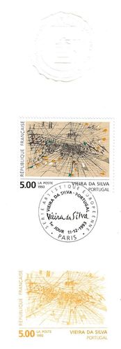 Document Philatélique Officiel Tableau 1993 VIEIRA DA SILVA PORTUGAL