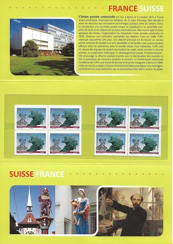 Émission commune 2009 France Suisse Pochette 8 timbres neufs