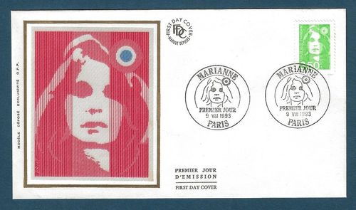 Enveloppe FDC comprenant un timbre Marianne de Briat N°2821 vert