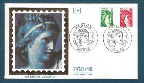 Enveloppe composée avec deux timbres Sabine 1980