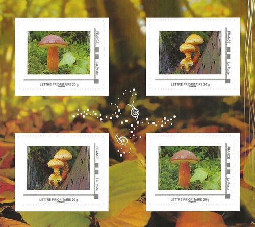 Collector timbres les champignons Cèpes-Chanterelles