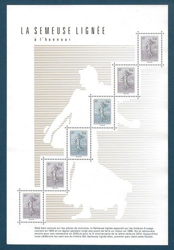 Feuillet composé 6 timbres LA SEMEUSE LIGNÉE à l'honneur 2021