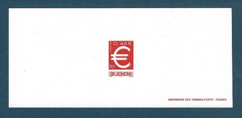 Gravure Timbre de France € 1999 le timbre Euro de carnet Précoupé vertical