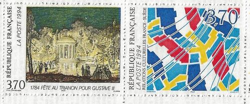 Timbres tableaux N°2870/2871 Relations France-Suède 1994