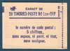 Carnet non ouvert Timbres-Poste Sabine de 1,20fr vert PROMO