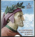 Vatican BE 2 € commémorative 2021 mort de Dante Alighieri