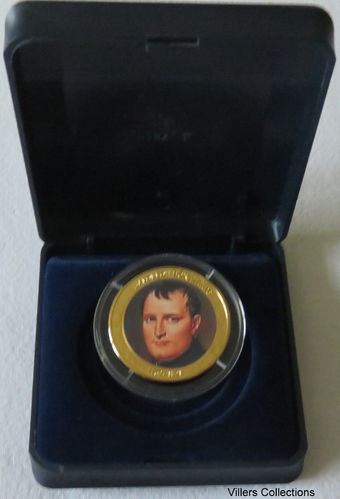Médaille laiton doré coloré Napoléon Bonaparte des Français