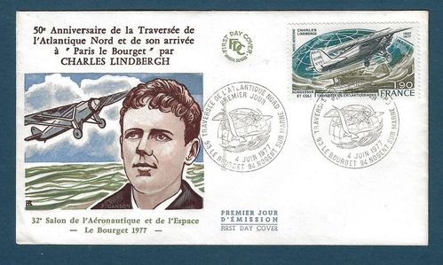 Enveloppe Traversée de L'atlantique Nord Charles Lindbergh