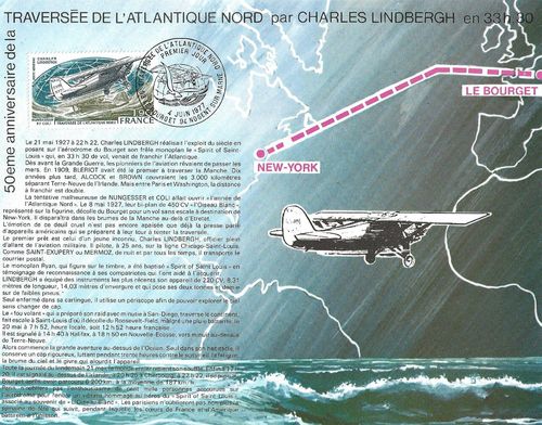 Feuillet Traversée de L'Atlantique Nord par Lindbergh
