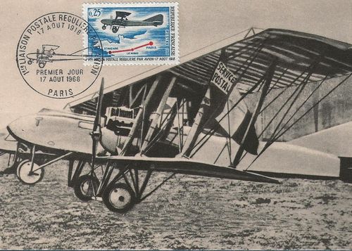 Carte postale 1er liaison postale régulière par avion Paris