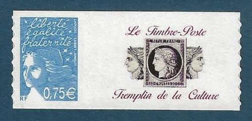 Timbre adhésif rare N°3729B-0,75€ bleu ciel MARIANNE 2004