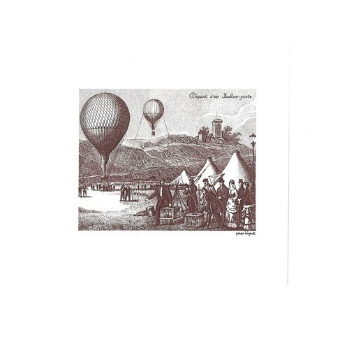 Gravure poste aérienne départ d'un ballon poste Pierre Béquet