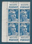 Timbres 1951 Marianne N°886a VIGNETTES PUBLICITAIRES BISCUITS PERNOT