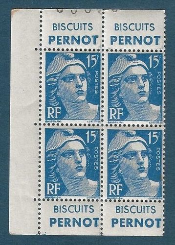 Timbres 1951 Marianne N°886a VIGNETTES PUBLICITAIRES BISCUITS PERNOT