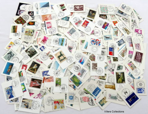 Lot 500 timbres France sur fragments issus de feuillets CEF