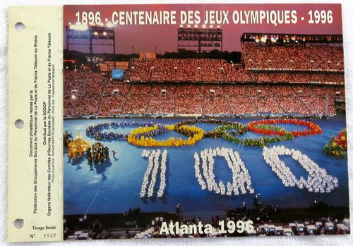 FEUILLET CEF Atlanta 1996 Centenaire des Jeux Olympiques