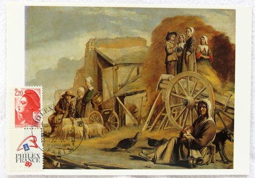 Carte postale La charrette 1641 Toile Louvre Oblitération PHLEXFRANCE 89