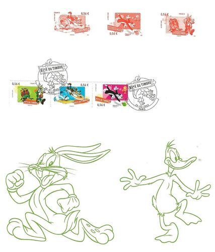 Document Fête du Timbre 2009 Bip Bip Bugs Bunny et Daffy