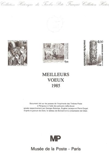 Document Philatélique Musées de la Poste Paris Meilleurs Voeux 1985