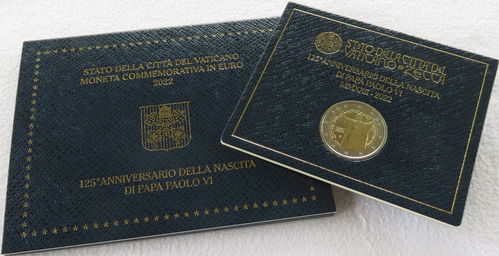 Pièce rare 2 euros commémoratives version BU 2022 Pape Paul VI