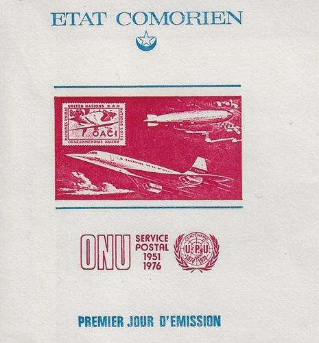 CONCORDE Enveloppe 1976 ETAT COMORIEN ONU Service Postal