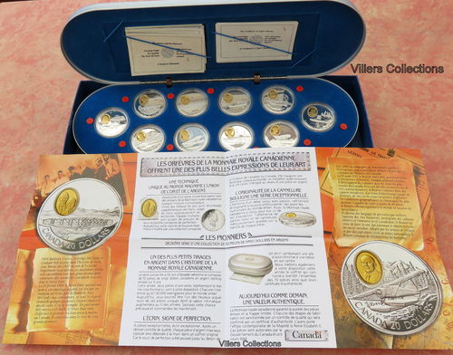 Coffret Canada comprenant 10 pièces argent Camée recouvert