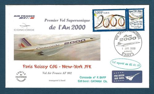 ENVELOPPE CONCORDE AIR FRANCE Premier Vol Supersonique de L'An 2000