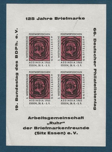 Feuillet vignette 2 Westeuropaische Postwertzeichen Assindia 1965