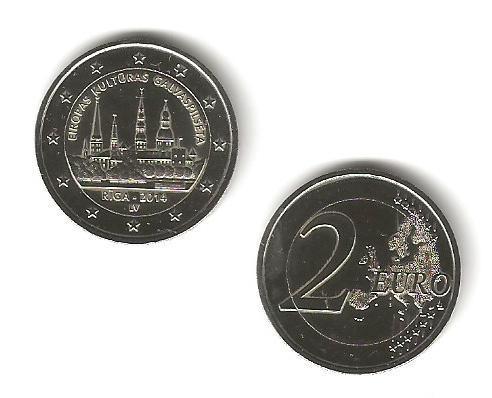 Pièce rare 2 euro commémorative Lettonie 2014 Riga capitale européenne