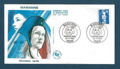 Enveloppe Marianne Nouveaux tarifs1993 Timbre bleu