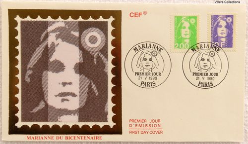 Enveloppe CEF 1990 Marianne du Bicentenaire 10f-violet