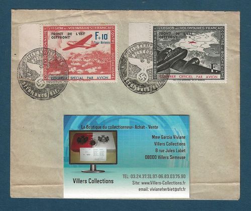 Enveloppe 1942 Timbres surchargés courrier officiel par avion