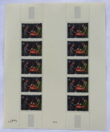 Feuille tableau 10 timbres CÉZANNE N1321 neufs avec Interpanneau