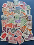 Timbres Poste anciens Chine rouge Populaire LOT 80 TIMBRES