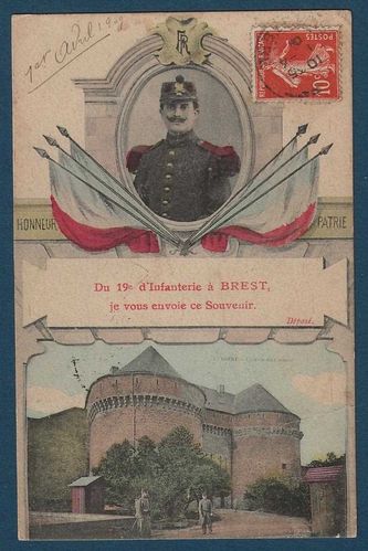 Carte postale Ardennes du 19ème d'infanterie à BREST