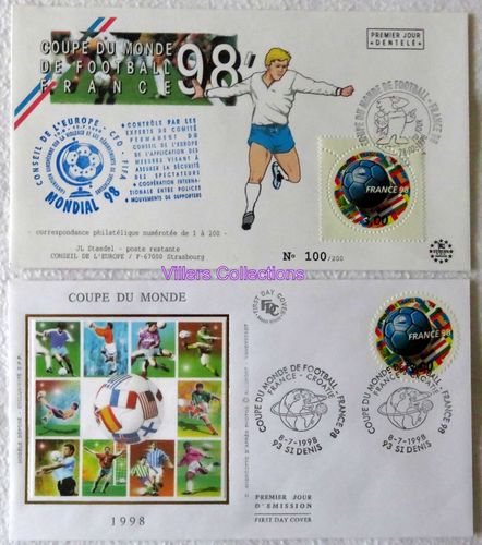 Série deux enveloppes rares Coupe du Monde de Football France 98