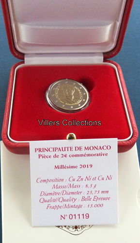 MONACO 2019 PIÈCE 2€uros commémorative Avènement d'Honoré V au Trône