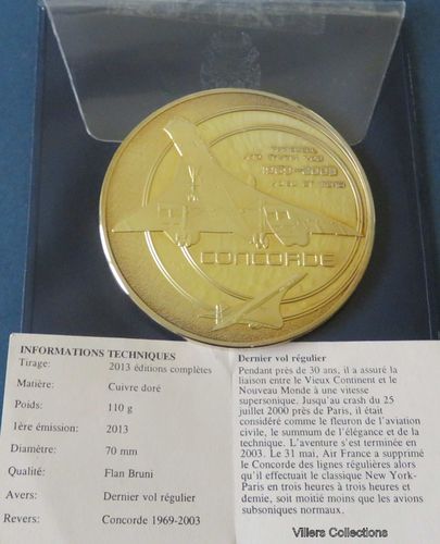 Médaille CONCORDE NEW YORK PARIS Dernier vol régulier 1969-2003