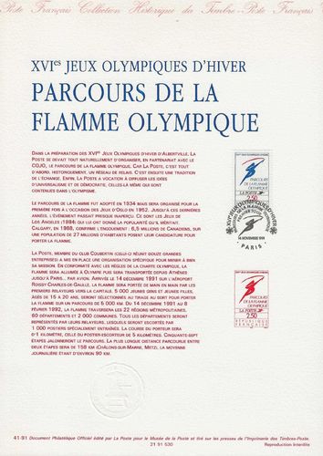 Documents Officiels XVIes Jeux Olympiques d'Hiver de la Flamme Olympique