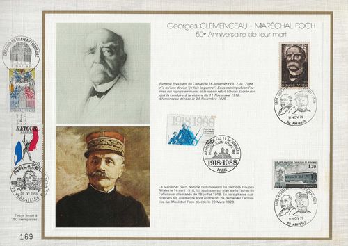 Document rare Georges Clemenceau Maréchal Foch Anniversaire mort