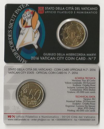 Vatican 2026 COIN CARD N°7 MISERICORDES SICUT PATER PAPE FRANÇOIS