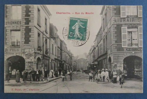 Carte postale ancienne 08 Charleville Ardennes Rue du Moulin