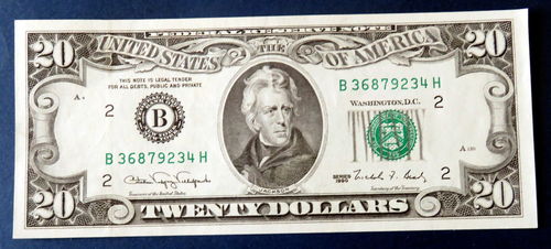Billet 20 Dollars État Unis d'Amérique ANDREW JACKSON Date 1990