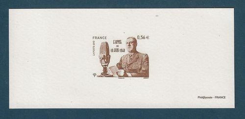 Gravure 2010 Appel 18 Juin 1940 Général de Gaulle 70e Anniversaire